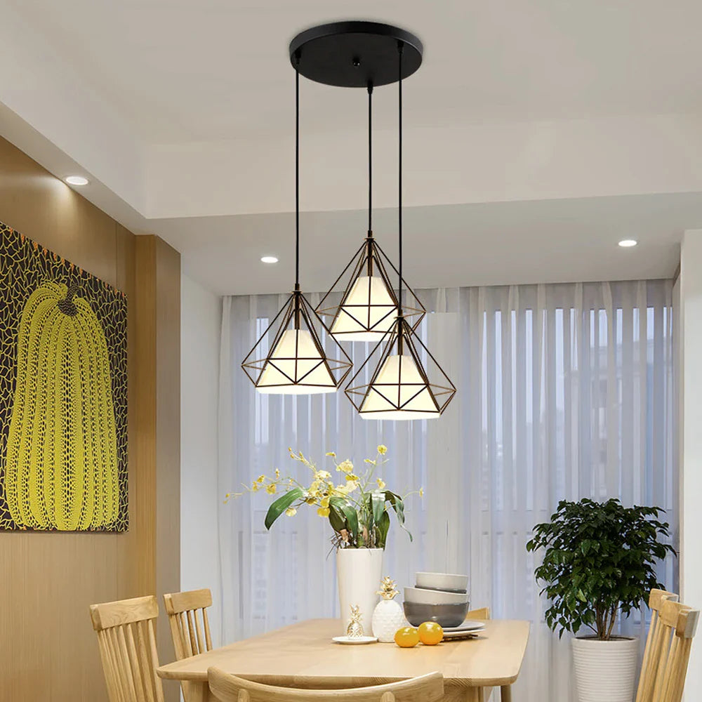 Afralia™ Retro Loft LED Bar Pendant Chandelier Dining Kitchen Hanging Lampshade