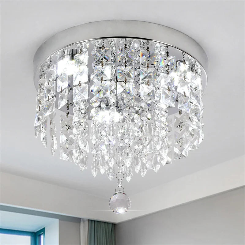 Afralia™ Diamond Crystal LED Ceiling Chandelier Pendant Light for Elegant Living Spaces