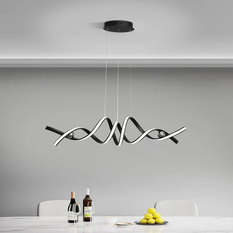 Afralia™ Modern Minimalist Black Gold LED Chandelier for Dining Room, Kitchen, Living Room