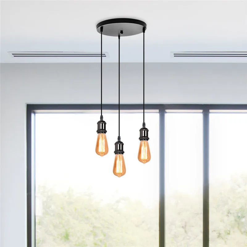 Afralia™ Retro Loft Industrial Pendant Lights Three Head Vintage Chandelier E27