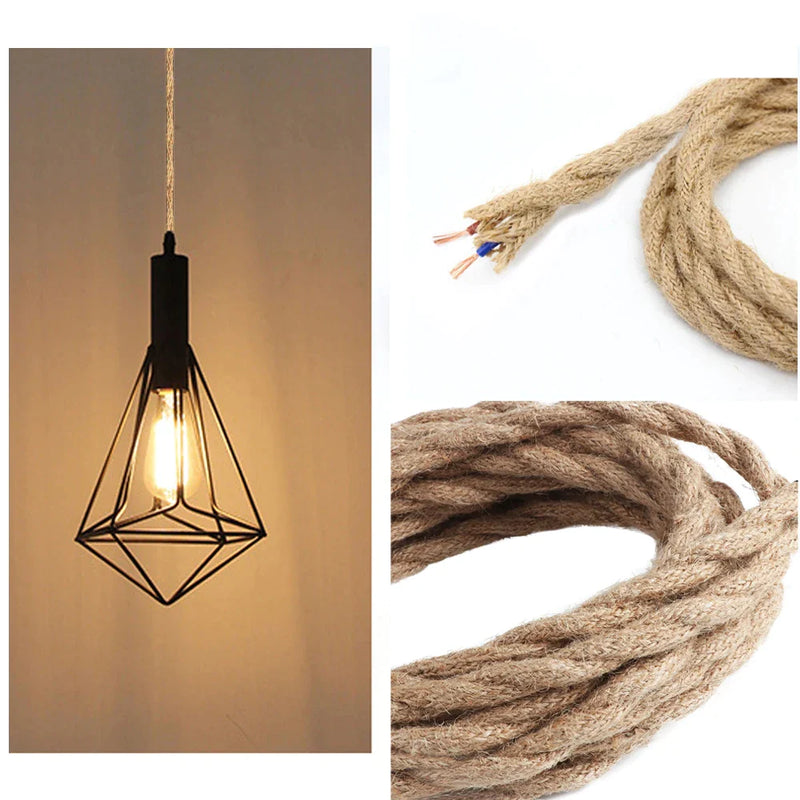 Afralia™ Beige Hemp Rope Woven Pendant Light Cable - 1/5/10/20/30 Meters