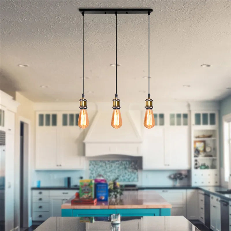 Afralia™ Retro Loft Industrial Pendant Lights Three Head Vintage Chandelier E27