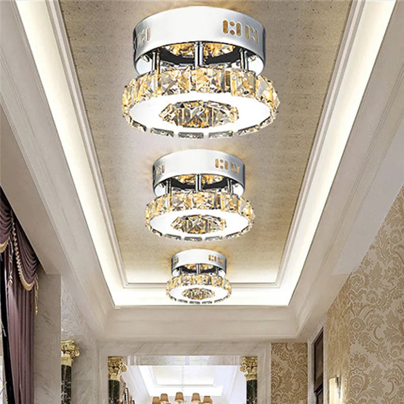 Afralia™ Crystal LED Ceiling Lights: Modern Luxury Indoor Lighting for Living Room & Aisles