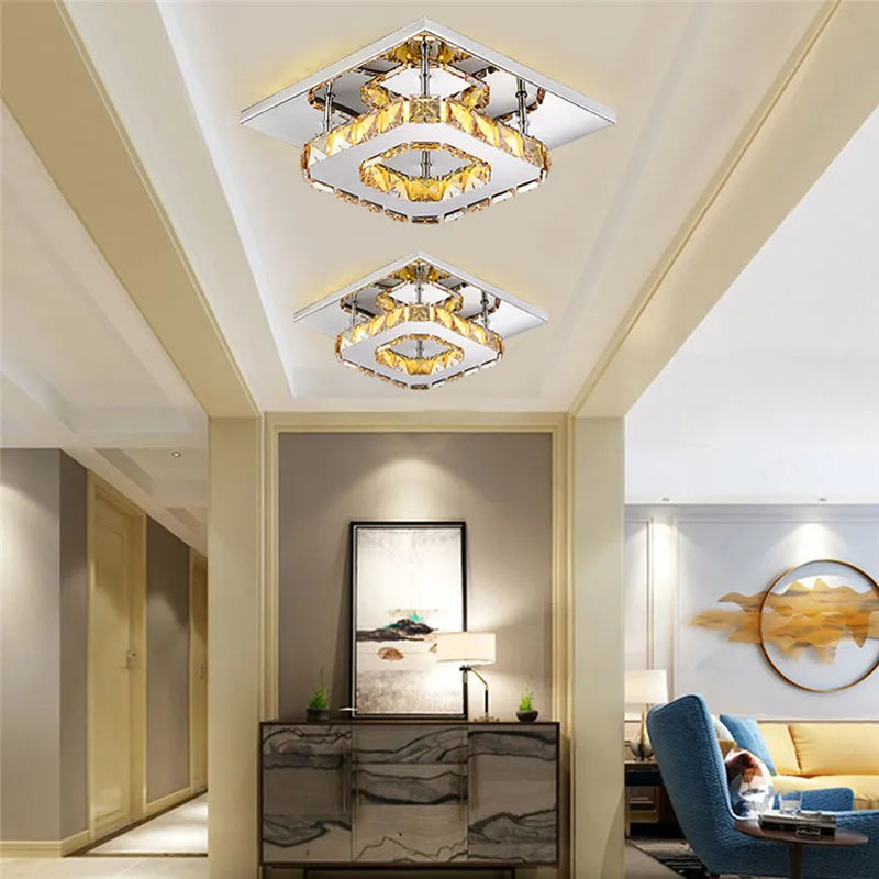 Afralia™ Crystal LED Ceiling Lights: Modern Luxury Indoor Lighting for Living Room & Aisles