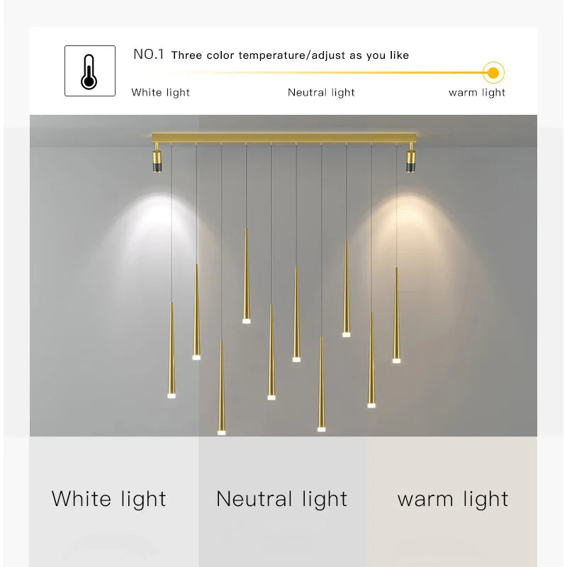 Afralia™ Modern Gold LED Chandelier for Dining Room and Kitchen Area