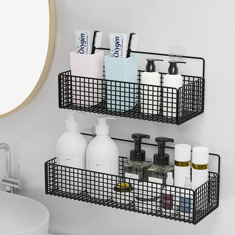 Afralia™ Bathroom Shelf: Suction Cup Shampoo Storage, High Capacity Bath Shelves