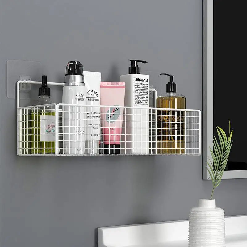 Afralia™ Bathroom Shelf: Suction Cup Shampoo Storage, High Capacity Bath Shelves