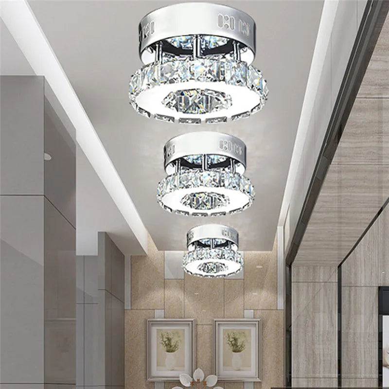 Afralia™ Crystal LED Ceiling Lights: Modern Luxury Indoor Lighting for Living Room & Aisles