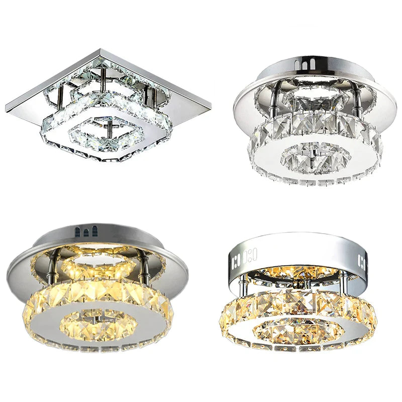 Afralia™ Crystal LED Ceiling Lights: Modern Luxury Indoor Lighting for Living Room & Aisles