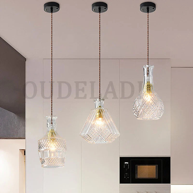 Afralia™ Vintage Wine Bottle Pendant Lights for Home Bar Cafe Decor