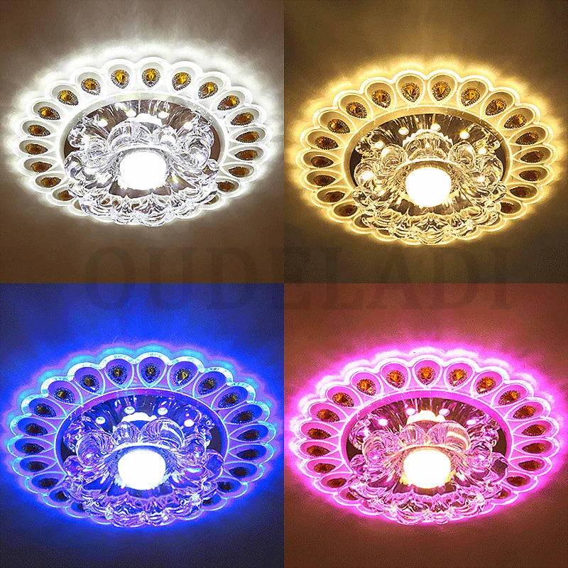 Afralia™ Crystal Glass LED Ceiling Spot Light for Home Decor