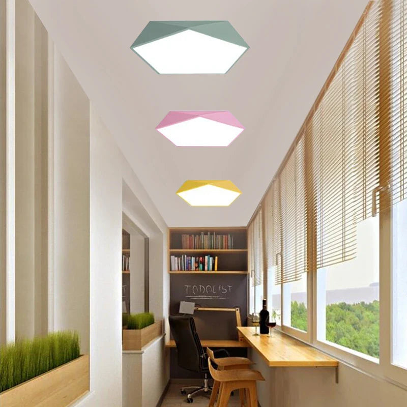 Afralia™ Macaron Pentagonal LED Ceiling Light for Modern Living Room, Bedroom, Restaurant
