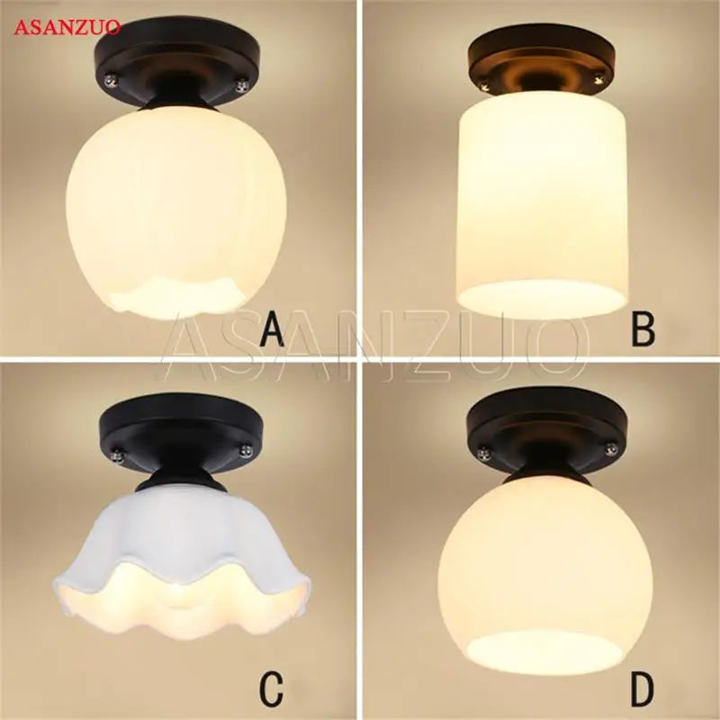 Afralia™ Glass Ceiling Lights for Home, Corridor, Bedroom - Iron Ceiling Lamp