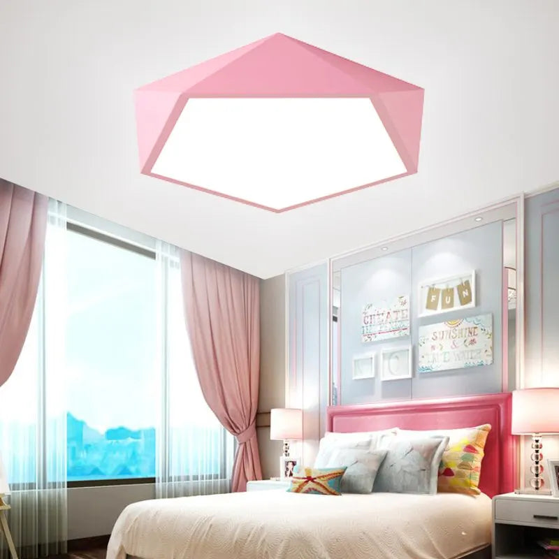 Afralia™ Macaron Pentagonal LED Ceiling Light for Modern Living Room, Bedroom, Restaurant