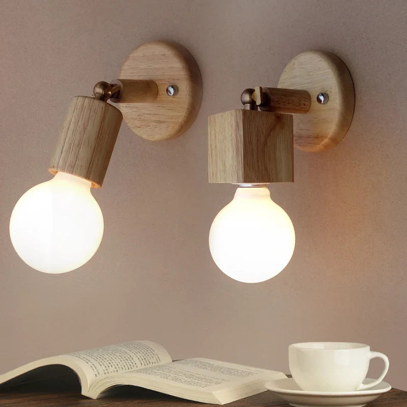 Afralia™ Wood Wall Lamps: Modern, Rotatable E27 Mirror Light for Living Room, Bedroom, Balcony