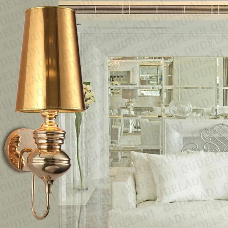 Afralia™ Modern Cloth Shade Wall Lamps in Glod Silver Black White for Home Living Room