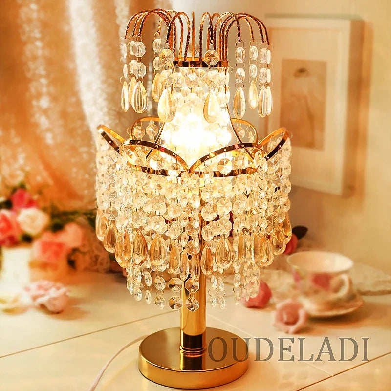 Afralia™ Crystal Table Lamps: Elegant Living Room Princess Bedroom Decor