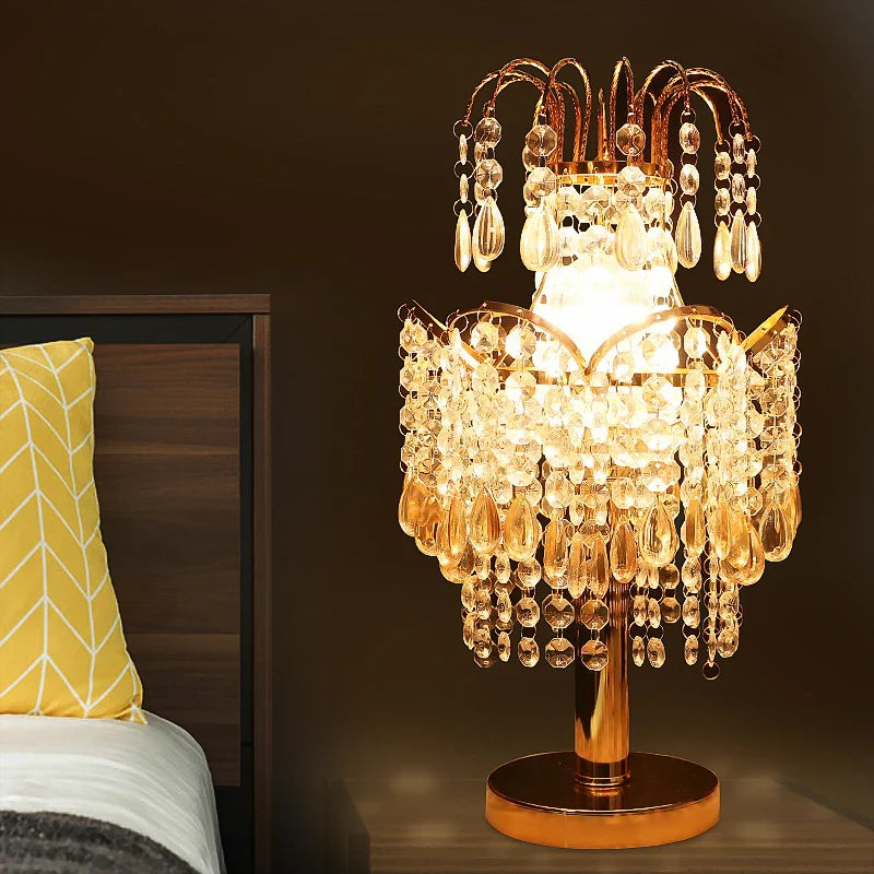 Afralia™ Crystal Table Lamps: Elegant Living Room Princess Bedroom Decor