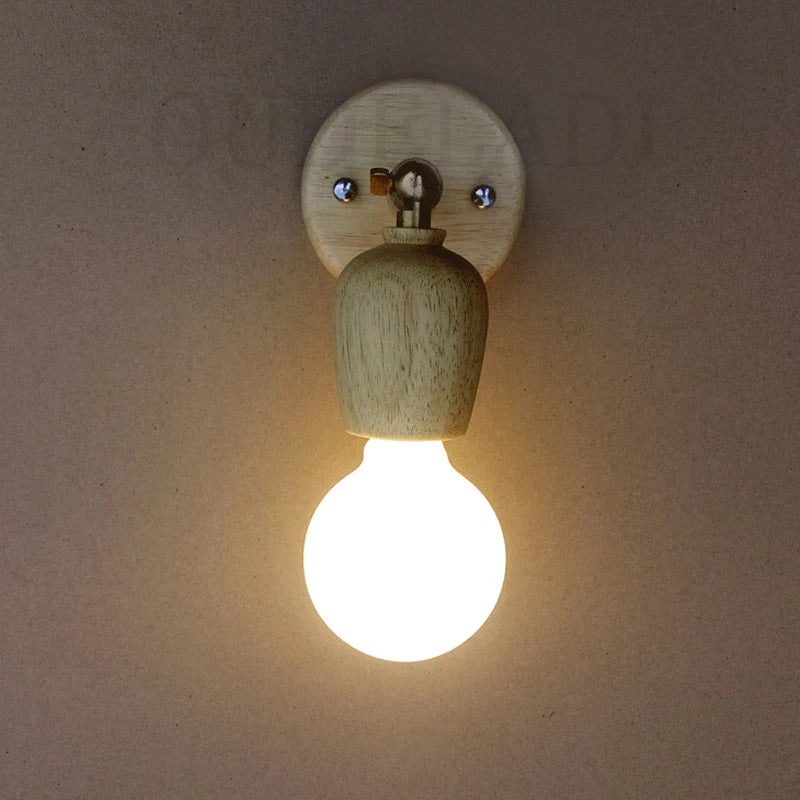 Afralia™ Wood Wall Lamps: Modern, Rotatable E27 Mirror Light for Living Room, Bedroom, Balcony