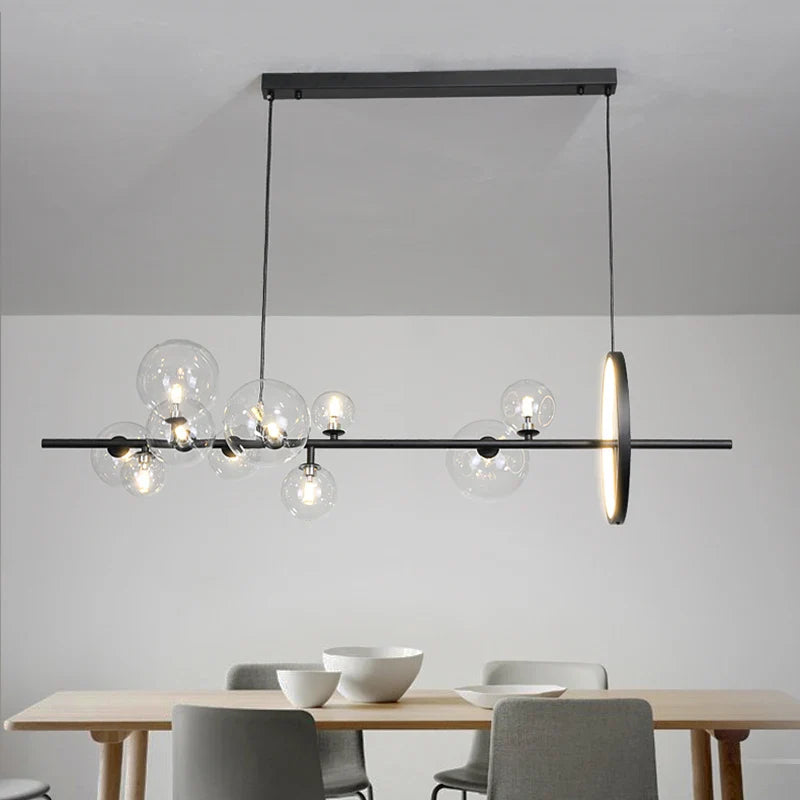 Afralia™ Industrial Glass Pendant Chandelier Kitchen Dining Living Room Lighting