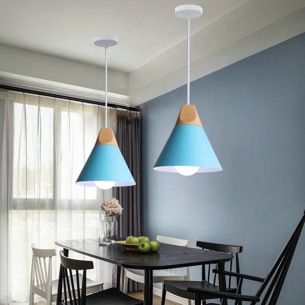 Afralia™ Wood Bar Cafe Pendant Light Chandelier for Living Dining Kitchen Decor