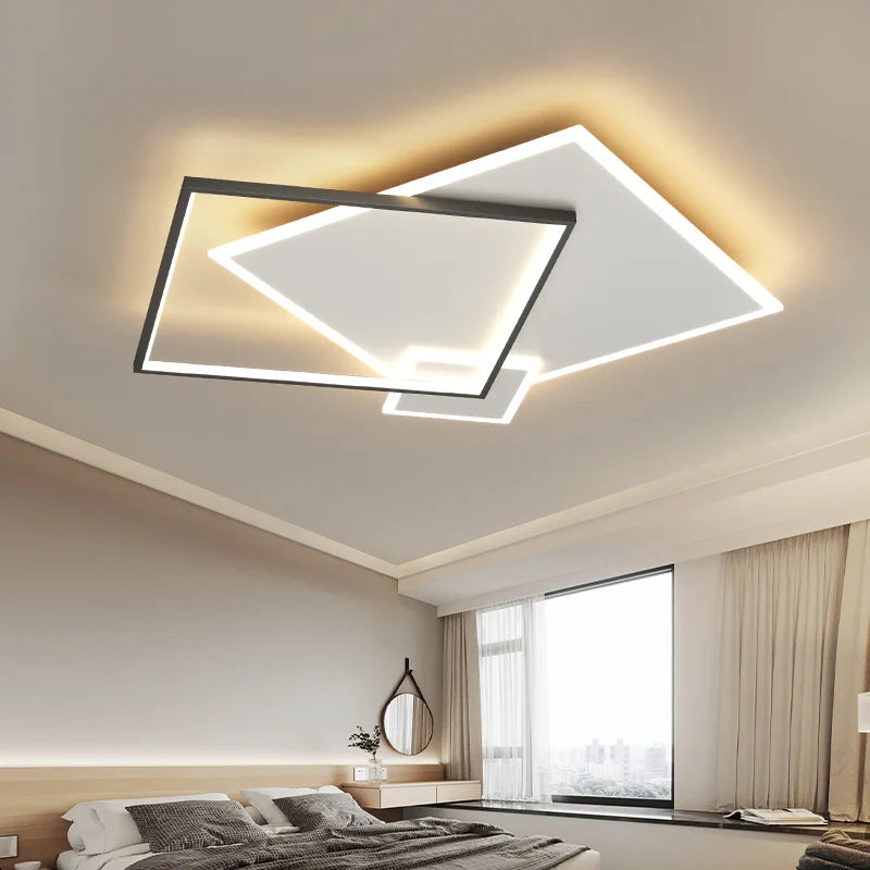 Afralia™ Black Gold LED Chandelier: Modern Smart Lighting for Living Dining Bedroom & Children's