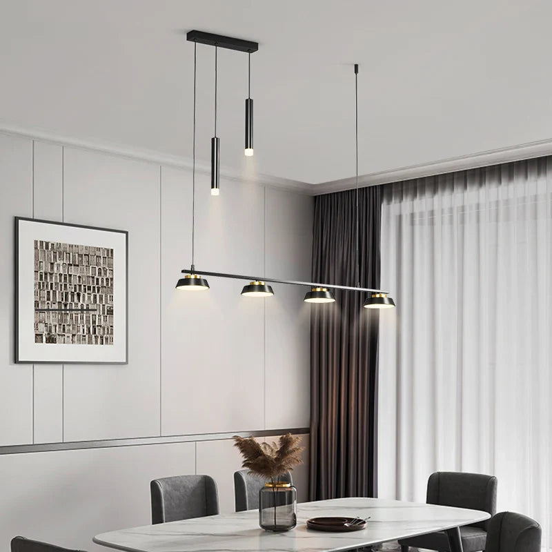 Afralia™ Modern LED Chandelier for Dining Room & Kitchen, Black Ceiling Pendant Lamp