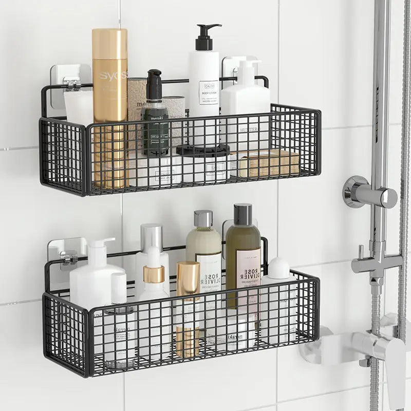 Afralia™ Bathroom Shelf: Suction Cup Shampoo Storage, High Capacity Bath Shelves