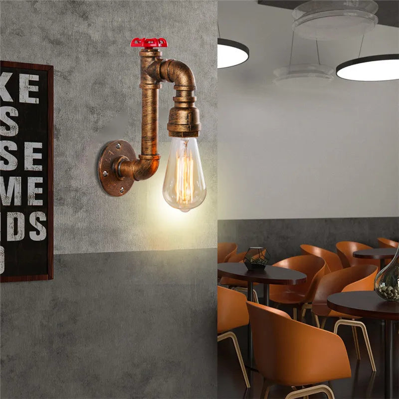 Afralia™ Industrial Water Pipe Wall Light Sconce for Corridor Cafe Bar Decoration