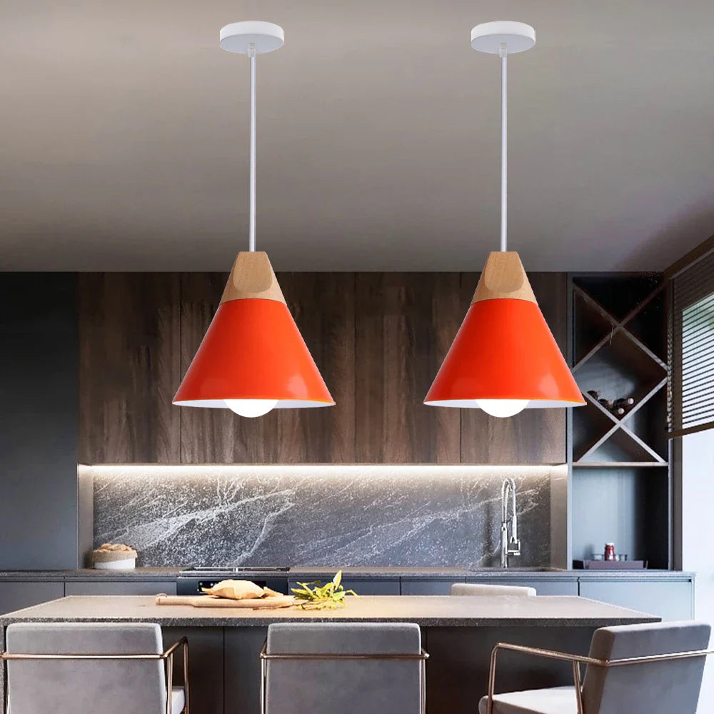 Afralia™ Wood Bar Cafe Pendant Light Chandelier for Living Dining Kitchen Decor