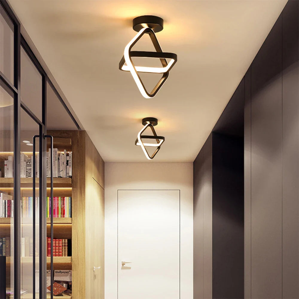 Afralia™ Modern Black&White LED Ceiling Light for Living Room, Bedroom, Aisle, Balcony - Nordic Style