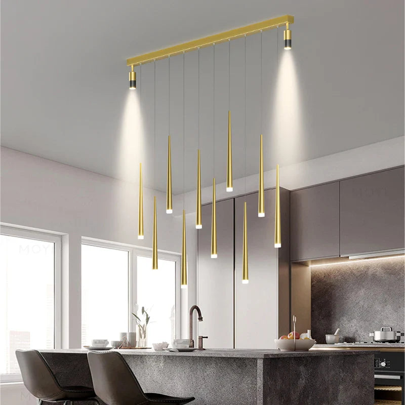 Afralia™ Modern Gold LED Chandelier for Dining Room and Kitchen Area