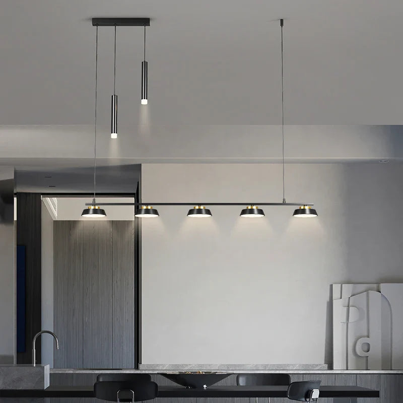 Afralia™ Modern LED Chandelier for Dining Room & Kitchen, Black Ceiling Pendant Lamp