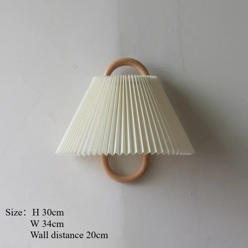 Afralia™ Beech Wood Wall Lamp: Wabi-sabi Style Fabric Art for Living Room, Bedroom, or Porch