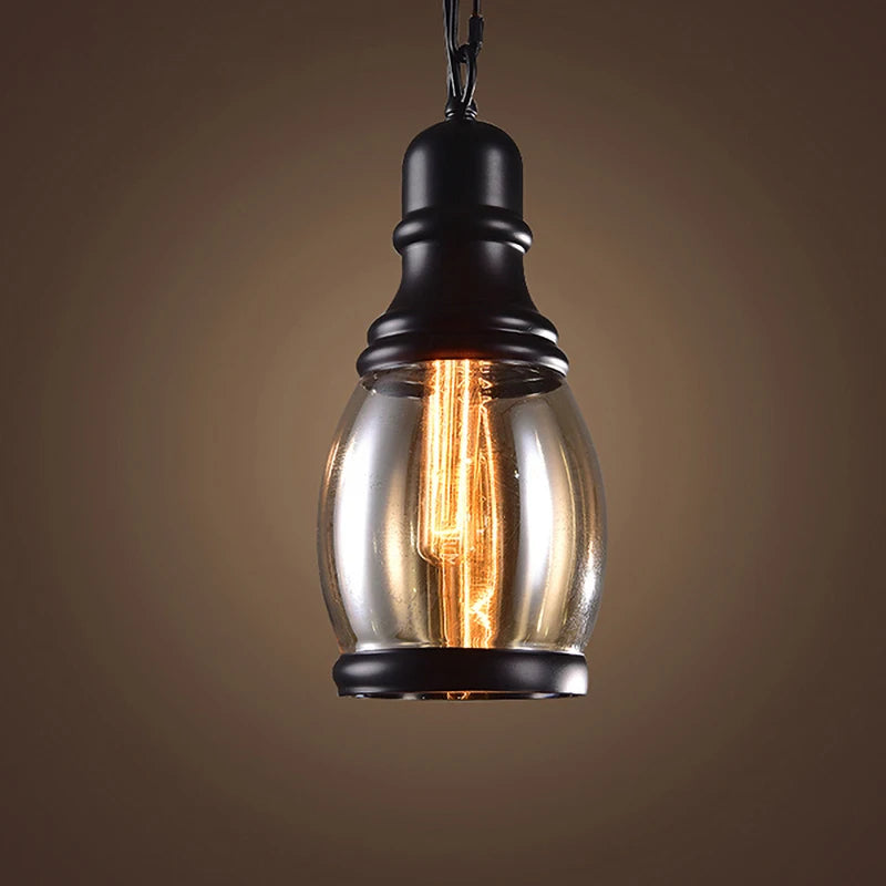 Afralia™ Loft Industrial Chain Pendant Lights Vintage Edison Dinning Room Lamps Glass Shades