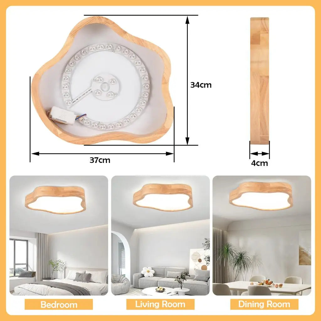 Afralia™ Cloud Shape Wooden LED Ceiling Light for Modern Nordic Home Living Room Surface Fixture