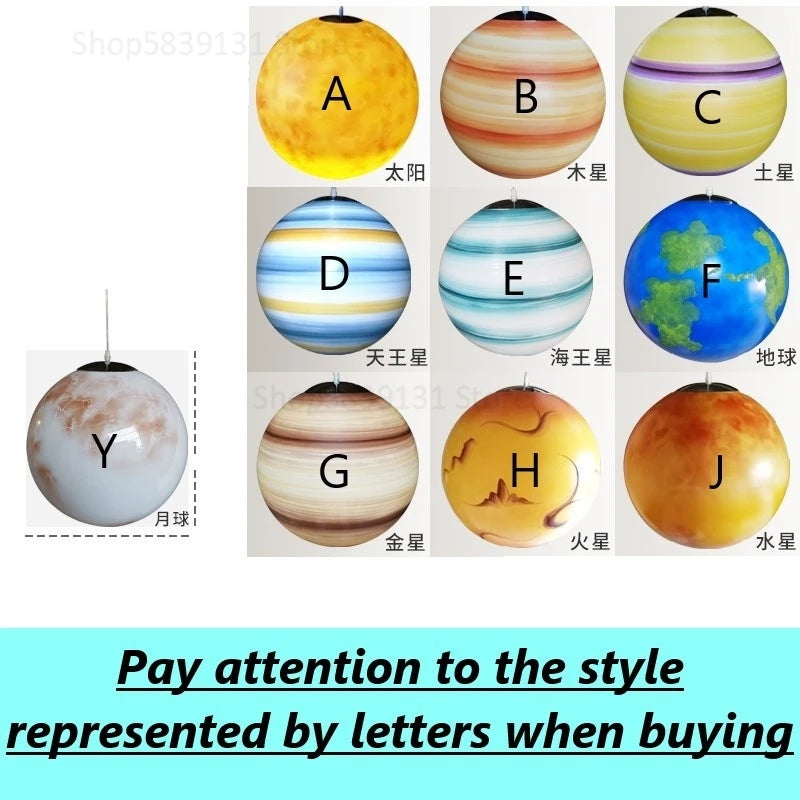Afralia™ Solar System Planet LED Chandelier: Creative Resin Decorative Lamp for Indoor & Outdoor