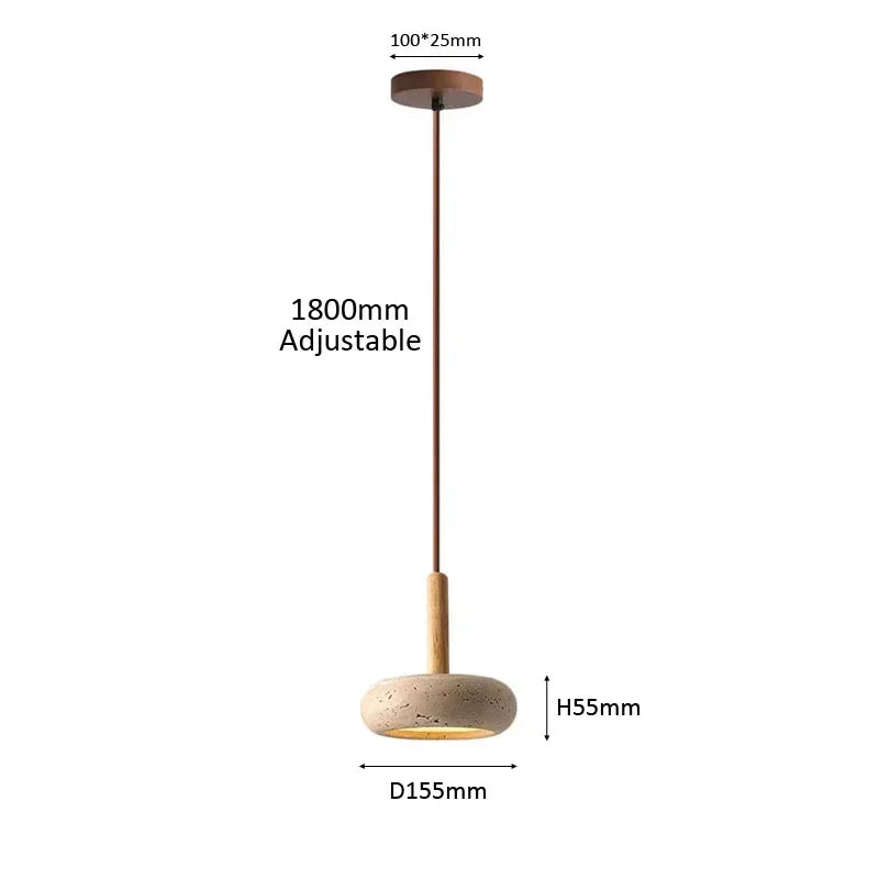 Afralia™ Travertine Stone Art Pendant Chandelier LED Light for Bedroom Bedside